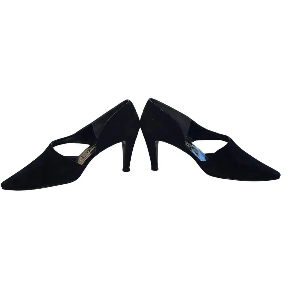 Shoe Strings Women's Size 6.5M Black Suede D'Orsay Heel